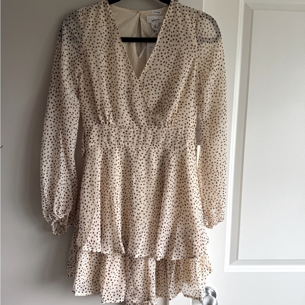 Cream and Brown Polka Dot Dress NWT